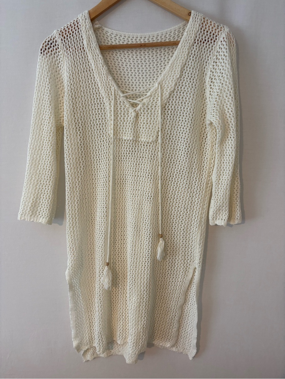 Women’s Cream Crochet Beach Pool Cover-Up Tunic
